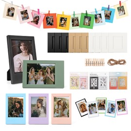 HIYQIN 2x3 Mini Picture Frames Accessories Kit for 3” Instax Mini Film, for Fujiiflm Instax Mini Photo Frames, Magnetic Frames, Funny Border Stickers, and Hanging Paper Frames - Colorful