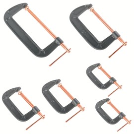 ATE Pro. USA - 6 PC Heavy Duty Steel C-Clamp Set | 3", 4", 6", 8" Iron Alloy - Clamps for Brake, parts assembly, fastening, welding, woodwork, metal work, auto - T rotary handle - DIY Projects