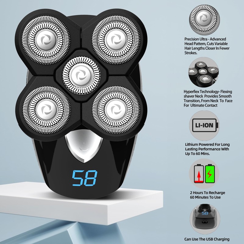 PHXCHAM Head Shavers for Bald Men, Rotary Waterproof Cordless Bald