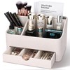 KINGFOM Leather Makeup Organizer with Drawer, Cosmetic Storage for Dresser