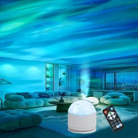 Xugenxes 2-in-1 Northern Lights & Waves Projector, Aurora Northern Lights Projector, 16 Light Effects, Bedroom, Party, LED Color Changing Light for Home Decoration