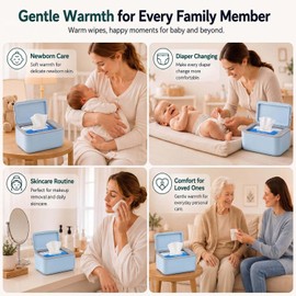 Awesmom Wipe Warmer for Babies, Adult, Adjustable Temperature, Silent Heating, Large Wipe Holder with Constant Warmth –Blue
