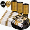 WELLIFE 210PCS Black and Gold Plastic Plates - Plastic Dinnerware