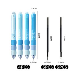 4 Pieces Cartoon Gel Pens and 10 Pieces Black Refills, Cute Stationery, Erasable Pens, Learning Writing Accessories, Student Stationery