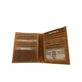 Sedona Buffalo Leather Hipster Bifold Wallet, 14 Card Slots, License Window