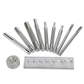 Kit Completo de Instalación de Broches Metálicos, Juego de Herramientas con Mangos de Acero para Fijar Remaches y Botones a Presión en Cuero, Lona y Tela