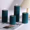 Girimax Teal Flat Top Ribbed Flameless Pillar Candles with Remote,