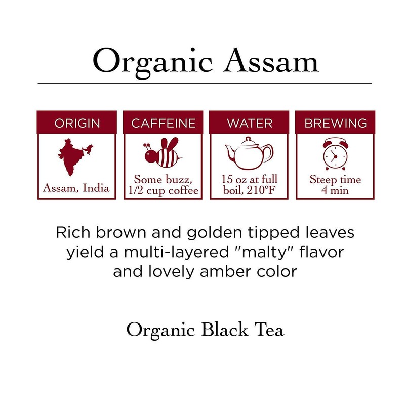Two Leaves and a Bud Organic Assam Black Tea Bags,