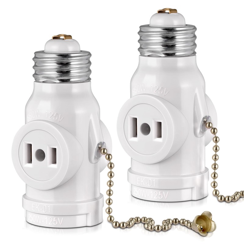 2-Pack E26 Light Socket Adapter - Converts Medium Screw Socket