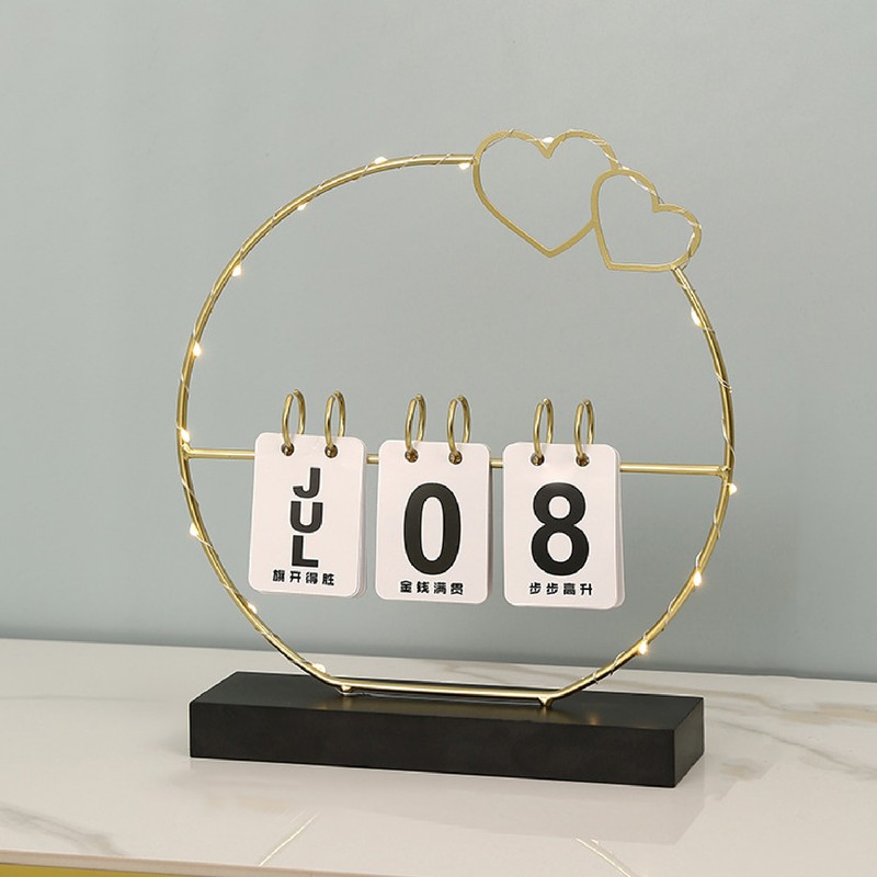 Perpetual Flip Calendar with LED Light Durable Construction Metal Art