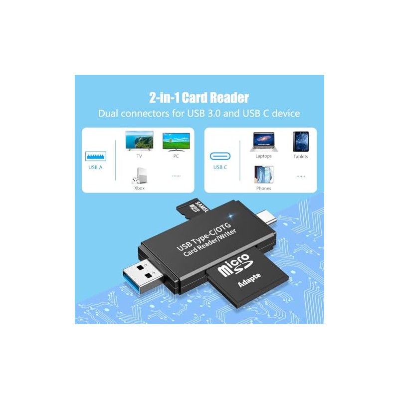 Lector de tarjetas SD USB 3.0 y USB C, adaptador