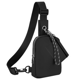 HOTEMIA Small Sling Bag for Women & Men, Mini Crossbody Chest Bag with Detachable Coin Purse, Lightweight Travel, Hiking, and Sports Shoulder Bag(A-Black)