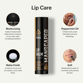 MANSCAPED® Moisturizing and Soothing Lip Balm, Infused with Vitamin E, Peppermint Oil, and Eucalyptus Oil for Chapped Lips, Matte Finish, 3 Sticks