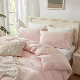 Household 100% Jersey Cotton Queen Size Pillowcase 20”x30”-Light Weight, Comfortable, Super Soft Pillow Case with Envelope Closure Extremely Durable Set of 2 (Heathered Pink, Queen Size Pillowcase)