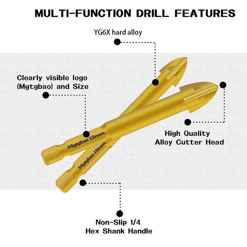 Mgtgbao Golden 10PC 6mm Masonry Drill Bits, Concrete Drill Bit