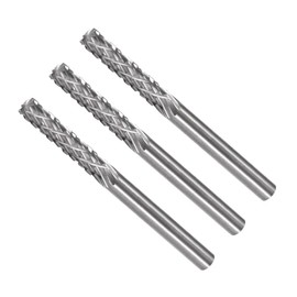 CoCud Tungsten Carbide Rotary Burrs File, 1/8" Shank 3mm Dia, Double Cut Cylinder Shape Rotary Burrs Tool - (Applications: for Metal Carving), 3-Pieces
