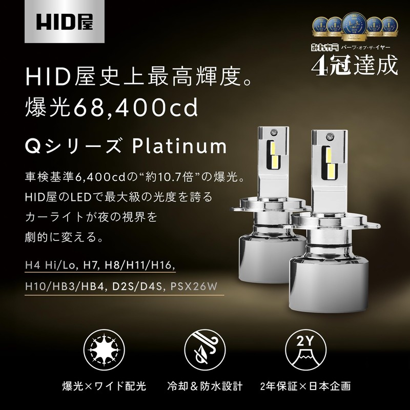 HID Shop H4 LED Headlight, Fog Lamp, 68400cd (Candela), 65W,