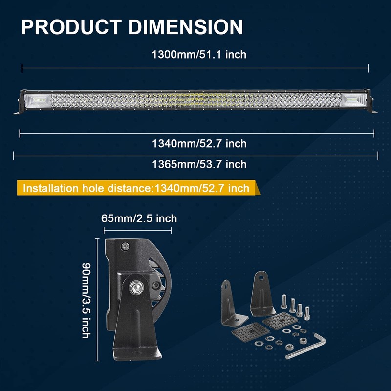 AUXTINGS 52 inch Triple Row LED Light Bar with Wiring