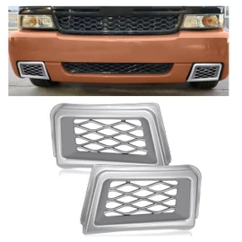 HECASA Bumper Caliper Air Duct Set Compatible with 2003-2007 Chevy Silverado 1500 Silver Front Right & Left Air Duct Cover