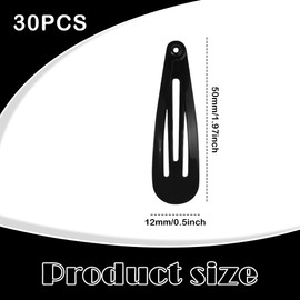 30 Pcs Black Metal Hair Clips, Snap Barrettes for Women & Kids, Hair Accessories for All Hair Types