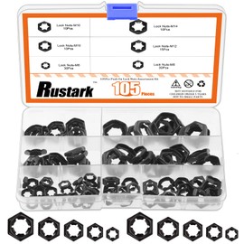 Rustark 105Pcs M6 M8 M10 M12 M14 65Mn Push On Lock Nuts Assortment Kit Black Push nuts Hex Hardware Nuts Fasteners Metric Machine Nuts for Machinery Manufacturing