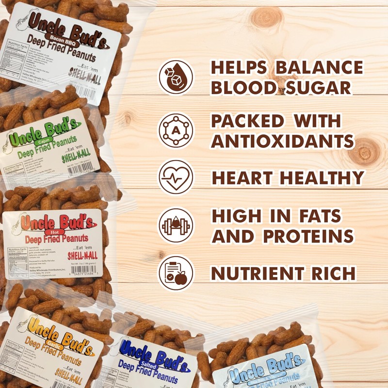 Uncle Bud's Deep Fried Peanuts In Shell (6-Pack), Mixed Nuts