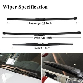 WINNERS Windshield Wiper Blades for Honda HRV 2016 2017 2018 2019 2020 2021 2022, OEM Quality Windshield Wipers Include Front 26 18 Inch and Rear 10 Inch, Replacement Wipers Pack of 3