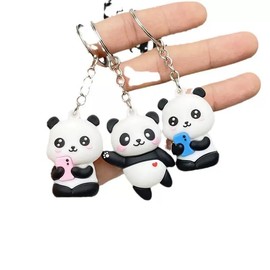 cute panda keychain, kawaii backpack keychain accessories, panda stuff gifts for girls 3 Pack,
