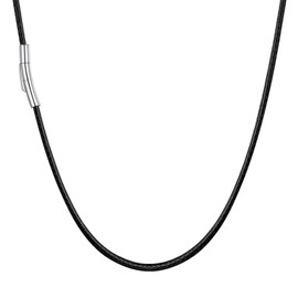 U7 Unisex Necklace 2 mm / 3 ,m, Black, Brown, Braided Wax Chain, Faux Leather Chain, Stainless Steel Clasp, Trendy Simple Fashion Jewellery For Men and Women 41 cm / 46 cm / 51 cm / 55 cm / 61 cm / 66 cm / 71 cm / 76 cm, Stainless Steel