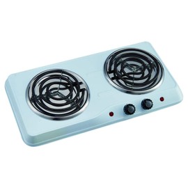 Courant Double Burner, 1700W Hot-Plate, White Countertop Burner, Portable Electric Cooktop, White, CEB2183W