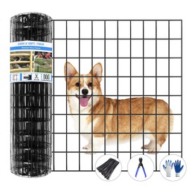 GILPWA Welded Wire Fence, 50ft(L) x 24inch(H) Garden Fence for Dog, 2 Inch x 3 Inch 16GA Fencing for Chicken, PVC Coated Anti-Rust Roll Metal Wire Mesh Fence for Yard Vegetable, Black