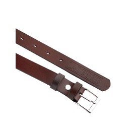 Ladeheid K1D5 Children's Leather Belt Fashion Accessory for Children Boys Belt with Buckle 2.5 cm Wide, Brown/Logo-2