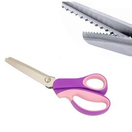 LORJE Pinking Shears for Fabric Ultra Sharp Comfort Grips Dressmaking Zig Zag Cut Scissors Sewing Scissors Serrated (Purple)