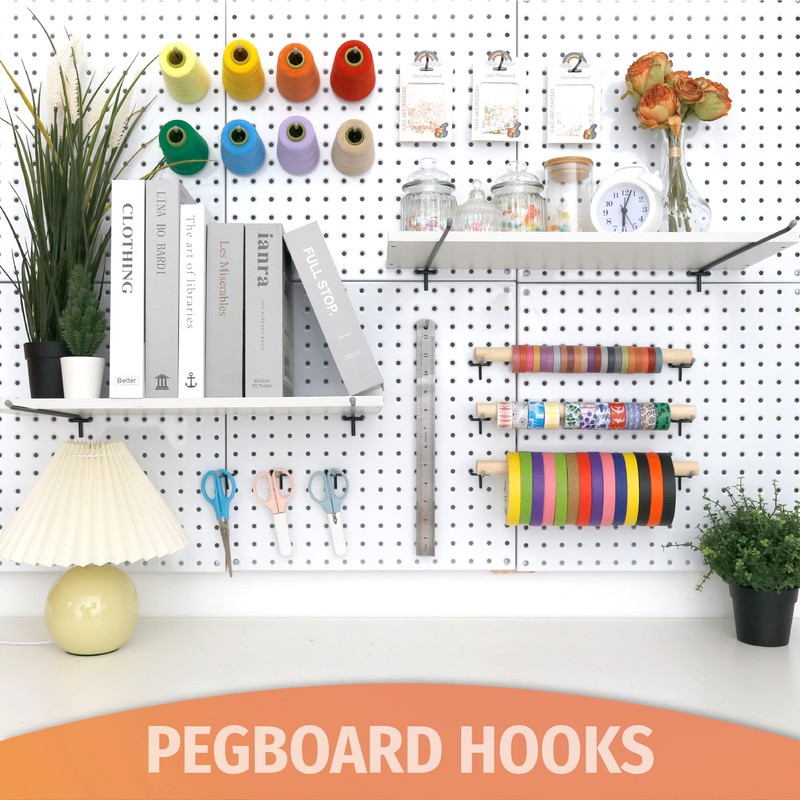 HUHOLE Black Pegboard Hooks 12 Inch, 25PC, Heavy Duty Peg
