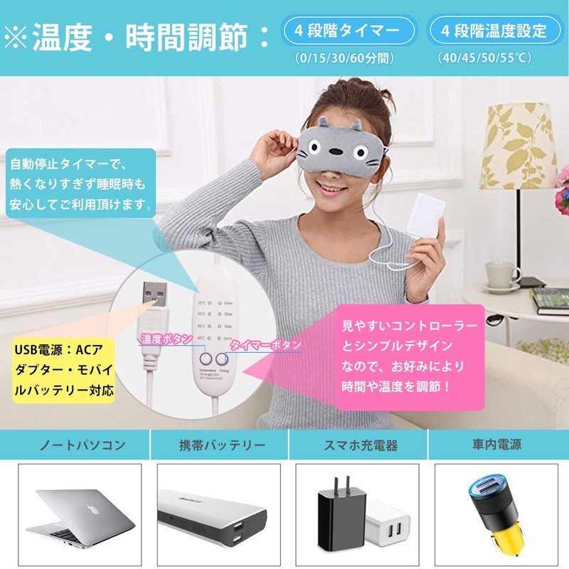 SONICER Hot Eye Mask, Steam, USB, Electric Heating Type, For