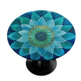 Round Fitted Tablecloth Wipeable Elastic Mandala Blue Green Ethnic Table Cover Waterproof Circle Table Cloth for Indoor Outdoor Dining Kitchen Picnic Camping Patio Decor Gifts,Fit 40-44inch Tables