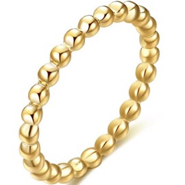 Jude Jewelers 2mm Stainless Steel Beaded Style Classical Simple Plain Stackable Wedding Band Ring (Gold, 7)