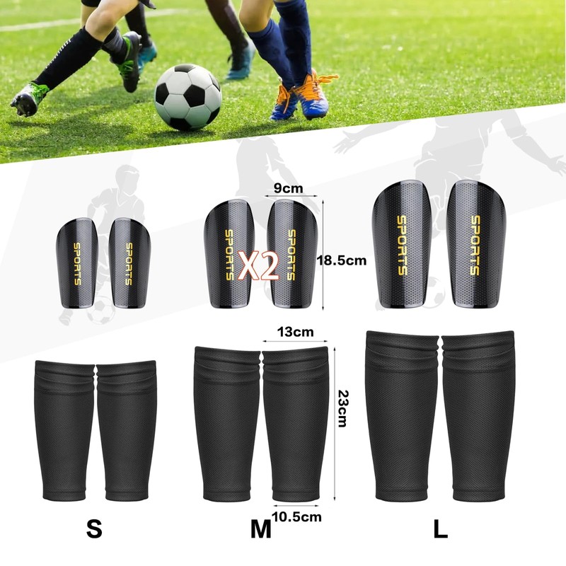 Football Shin Pads with Slip Pocket and Non-Slip Lid Size