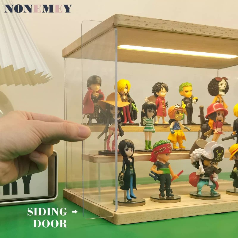 NONEMEY Clear Acrylic Display Case Stand with LED Light 2/3/4/5/6