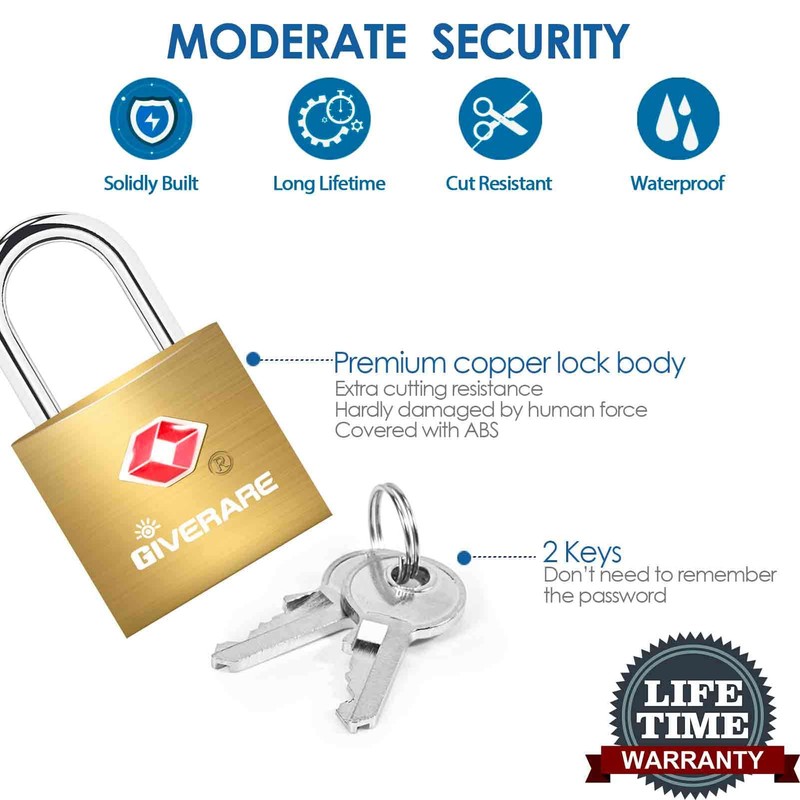 4 Pack TSA Approved Travel Luggage Locks with Keys, Solid
