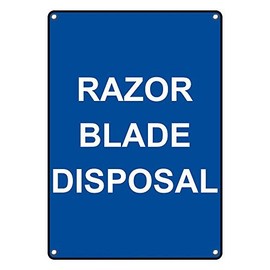 Weatherproof Plastic Vertical Razor Blade Disposal Sign with English Text