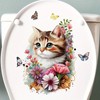 Flower Cat Toilet Cover Sticker Decals,Fish Bird Flower Leaf Waterproof