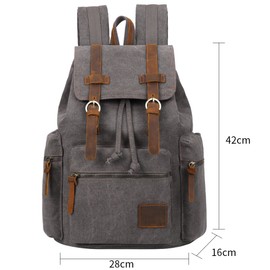 Berchirly Vintage Casual Canvas Leather Backpack Rucksack Travel Bookbag Satchel