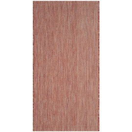 SAFAVIEH Courtyard Collection Area Rug - 8' x 10', Red & Beige, Non-Shedding & Easy Care, Indoor/Outdoor & Washable-Ideal for Patio, Backyard, Mudroom (CY8022-36521)
