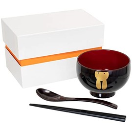 Echizen Lacquerware Children's Tableware, Rabbit Baby Bowl, Set of Spoons, Chopsticks, Soup Bowl, Rice Bowl, Fork, Spoon, Baby Tableware, Made in Japan