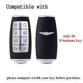 Avgardcat Tpu key fob cover Compatible with Hyundai Genesis GV80 GV90 G70 G80 G90 GV70 accessories smart 8 buttons keychains (black)