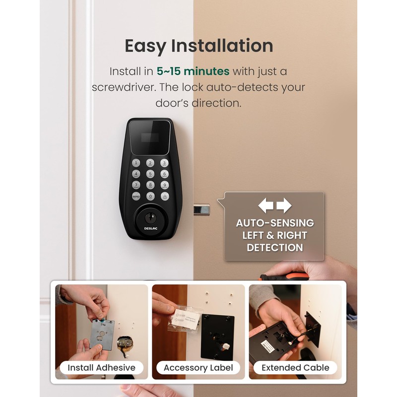 DESLOC C100 Keyless Entry Door Lock with Handle Set, Smart