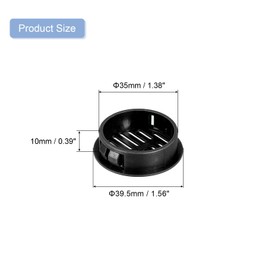 sourcing map 8Pcs 35mm/1.38" Circular Soffit Air Vents, Plastic Soffit Vent Cover, Round Mesh Hole Louver for Bathroom Kitchen Cabinet Wardrobe, Black