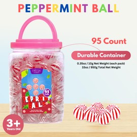 Fresh Finest Mint Balls Hard Candy - Classic Peppermint Flavor. 95 Count Bulk (950g) of Peppermint-Flavored Candies.