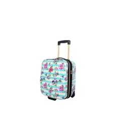 Betsey Johnson Designer Underseat Luggage Collection - 15 Inch Hardside Carry On Suitcase for Women- Lightweight Under Seat Bag with 2-Rolling Wheels (Stripe Floral Hummingbird)